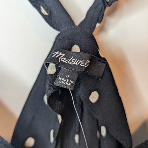 NWT Madewell Ruffle Strap Cami Top Black Painted Dots Polka Dot Size 0 - Picture 4 of 12